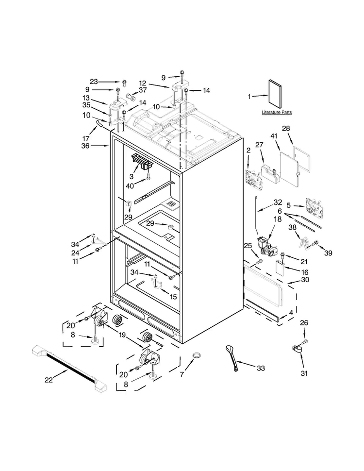 Cabinet Parts Diagram and Parts List for MFT2976AEW00  Maytag Refrigerator