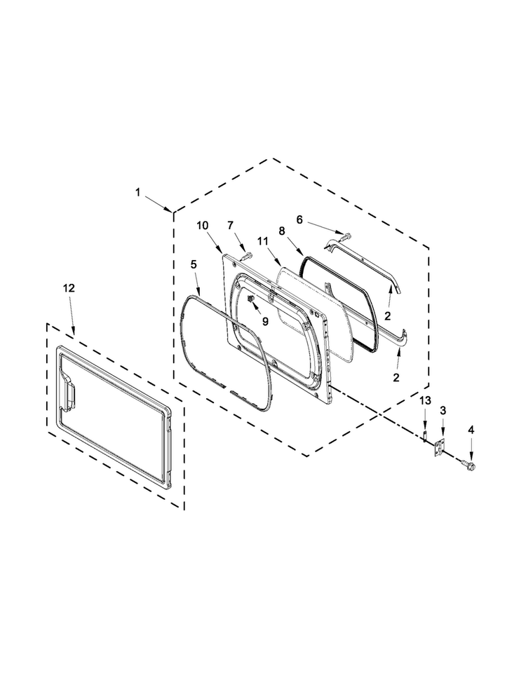 Door Parts Diagram and Parts List for MLE27PDBZW0  Maytag Dryer
