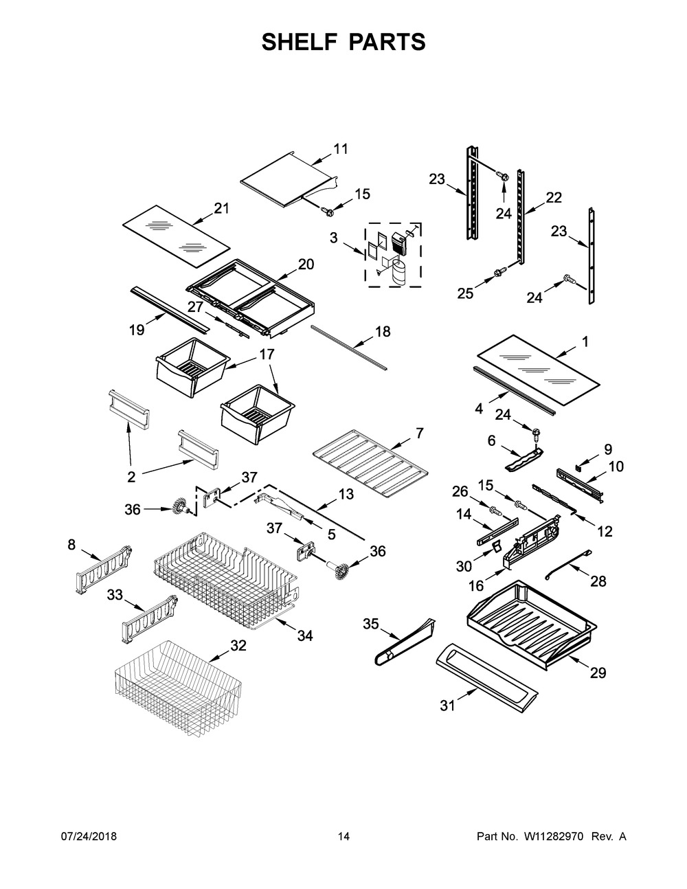 Shelf Parts Diagram and Parts List for MFC2062FEZ02  Maytag Refrigerator