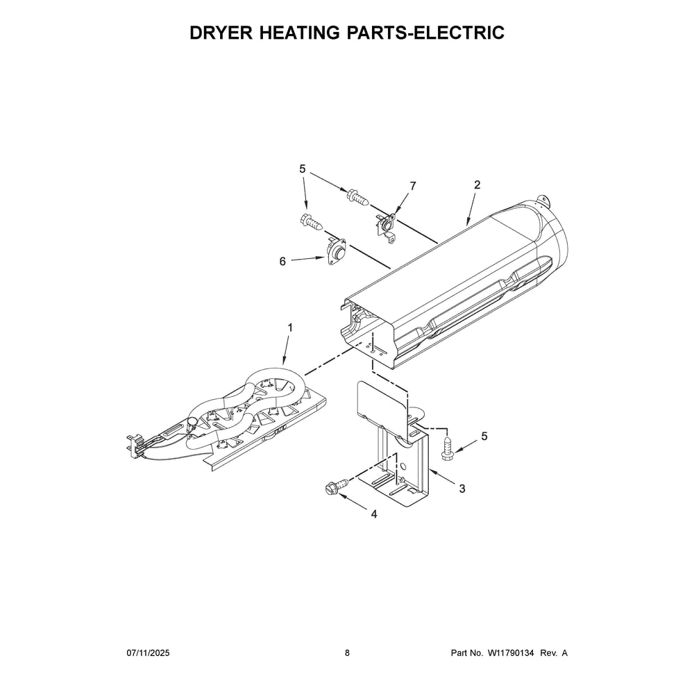 Dryer Heating Parts-Electric Diagram and Parts List for MED6205RW0  Maytag Dryer