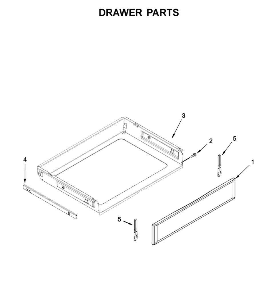 Drawer Parts Diagram and Parts List for YMER8800FW0  Maytag Range