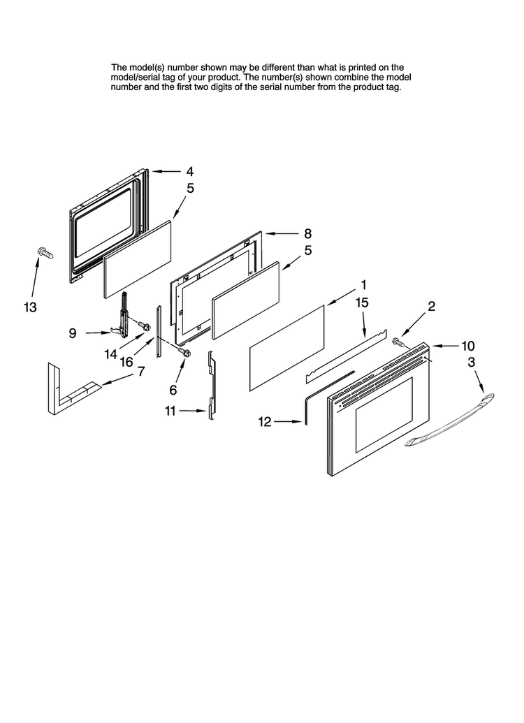 Door Parts Diagram and Parts List for MGRH865QDS14  Maytag Range