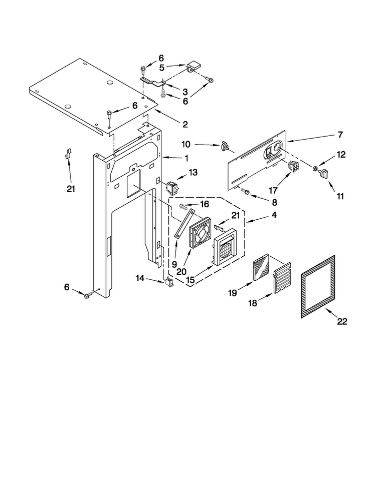 Panel And Control Parts Diagram and Parts List for TC607X3  Jenn-Air Trash Compactor