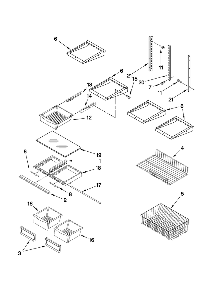 Shelf Parts Diagram and Parts List for MBR1953XES2  Maytag Refrigerator