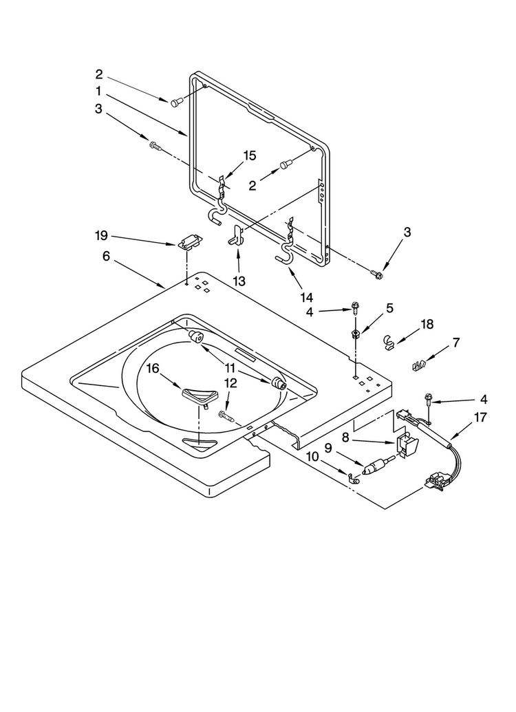 Washer Top And Lid Parts Diagram and Parts List for MET3800TW2  Maytag Washer Dryer Combo