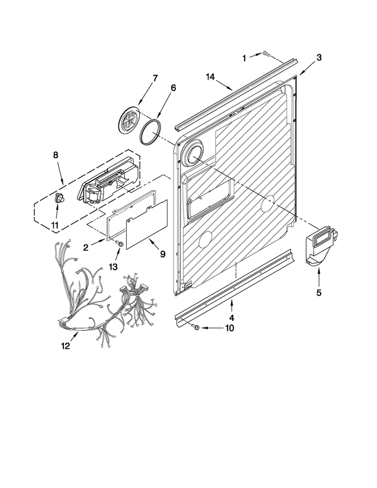 Inner Door Parts Diagram and Parts List for MDB7760AWS1  Maytag Dishwasher