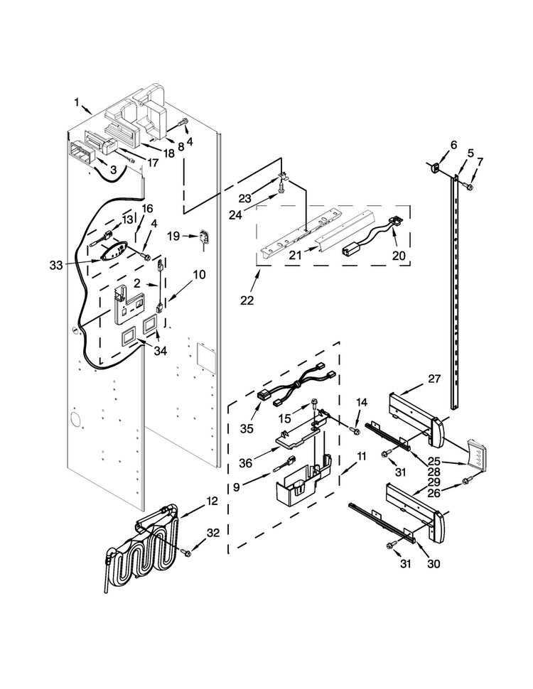 Refrigerator Liner Parts Diagram and Parts List for JS42PPDUDE00  Jenn-Air Refrigerator