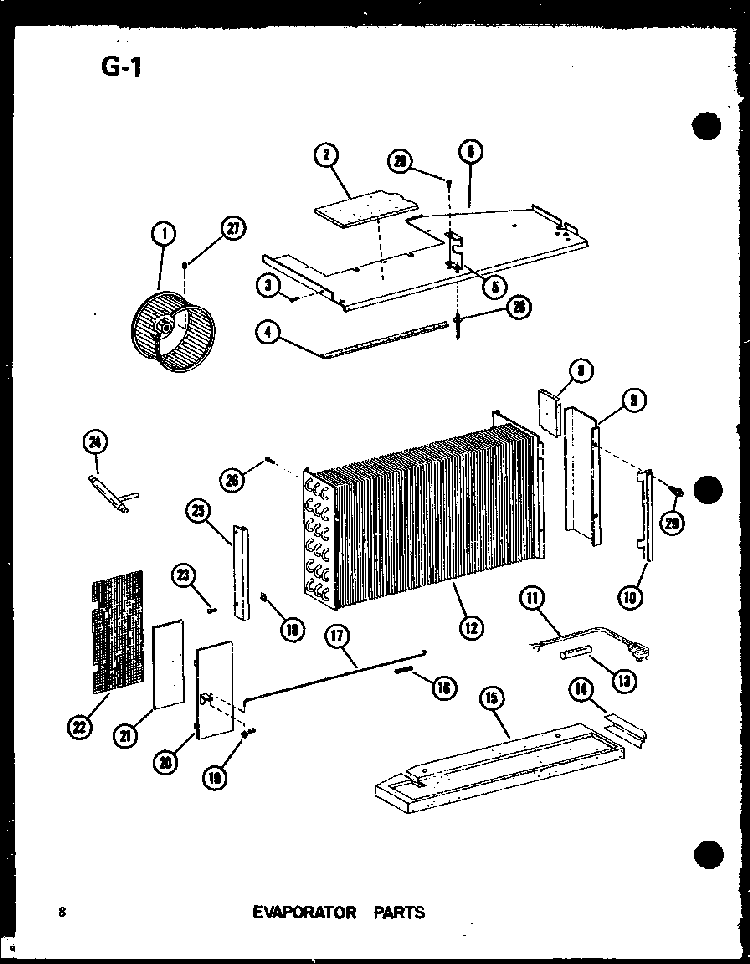 Evaporator Parts Diagram and Parts List for 218-3EWS P55417-80R Amana Air Conditioner