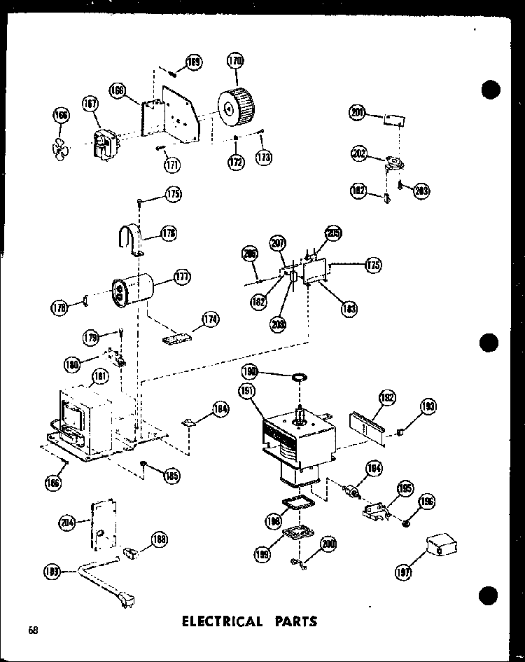 Electrical Parts Diagram and Parts List for RC-7PB P71300-2M Amana Microwave
