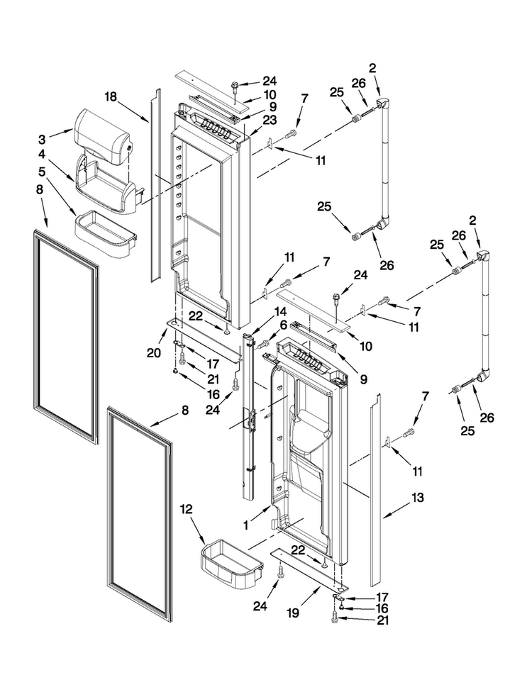 Refrigerator Door Parts Diagram and Parts List for JFC2089WTB4  Jenn-Air Refrigerator