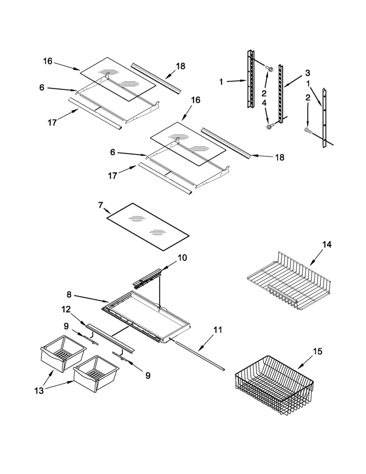 Shelf Parts Diagram and Parts List for ABB1921WEW3  Amana Refrigerator