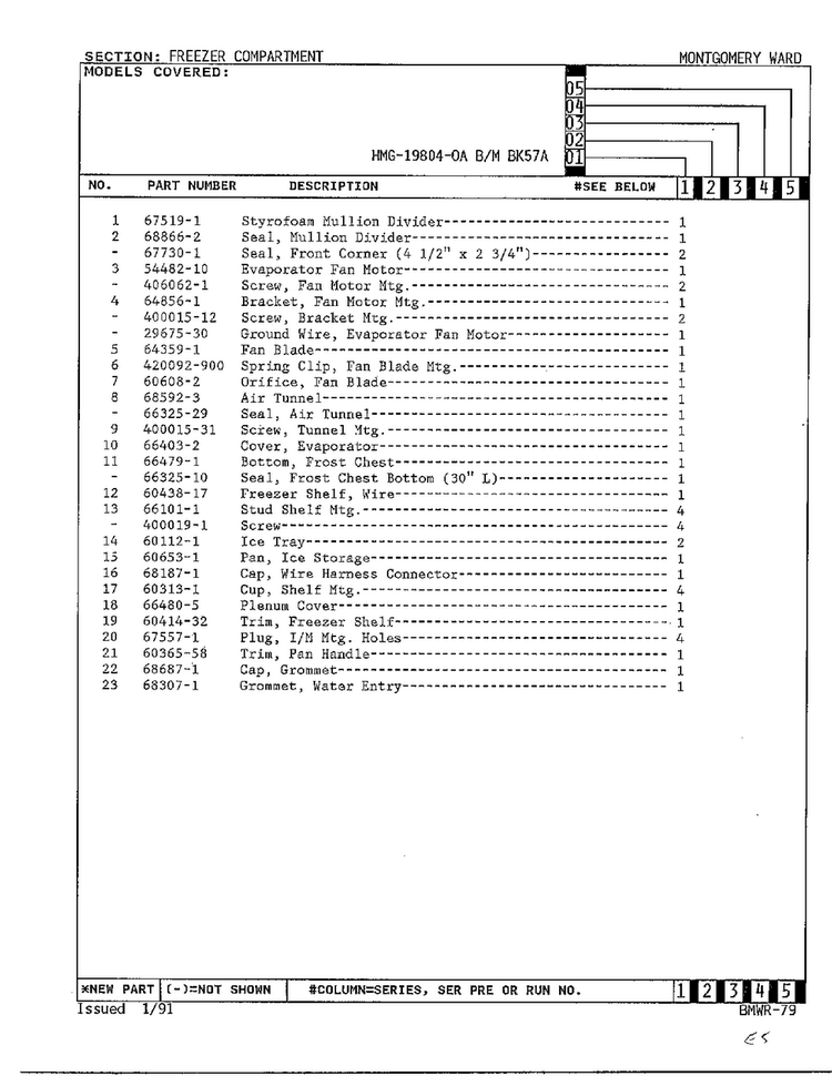 Freezer Compartment Page 2 Diagram and Parts List for 19804-0A  Admiral Refrigerator