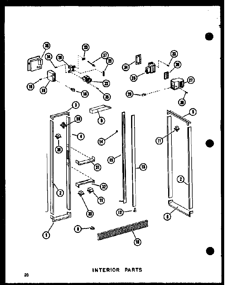 Interior Parts Diagram and Parts List for SRI19E-L-P74100-5WL  Amana Refrigerator