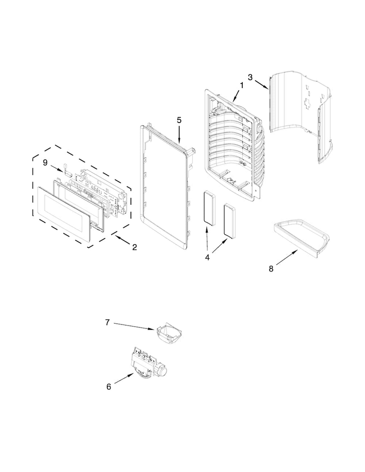 Dispenser Front Parts Diagram and Parts List for MFT2976AEW00  Maytag Refrigerator