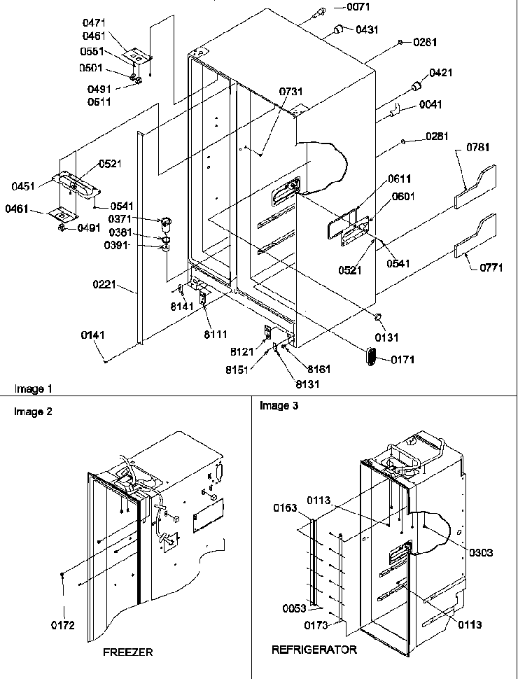 Cabinet Parts Diagram and Parts List for SRD27S2L-P1190329WL  Amana Refrigerator