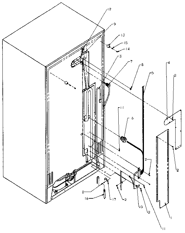 Back Unit Diagram and Parts List for SX22N-P1162703W  Amana Refrigerator