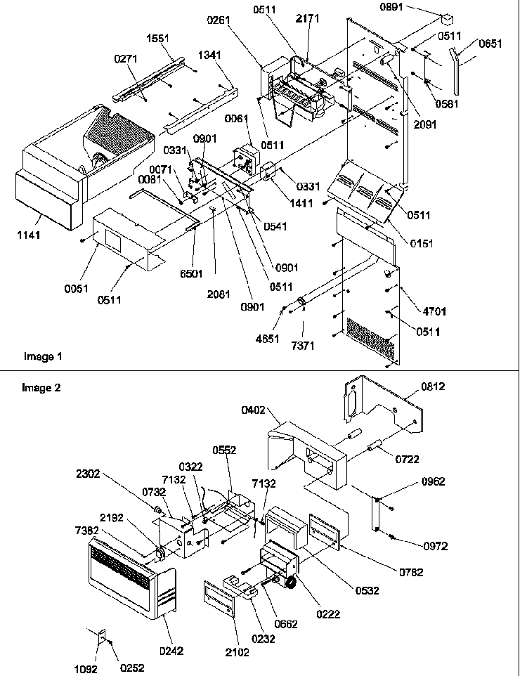 Ice Maker/control Assy Diagram and Parts List for SRDE327S3E-P1184906WE  Amana Refrigerator