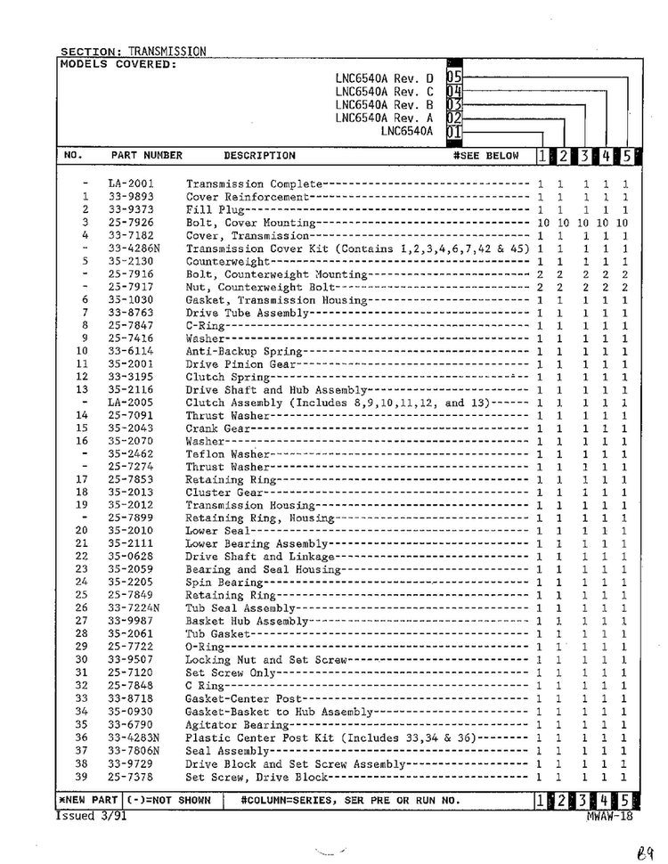 Transmission Page 2 Diagram and Parts List for 6540A REV D Norge Washer