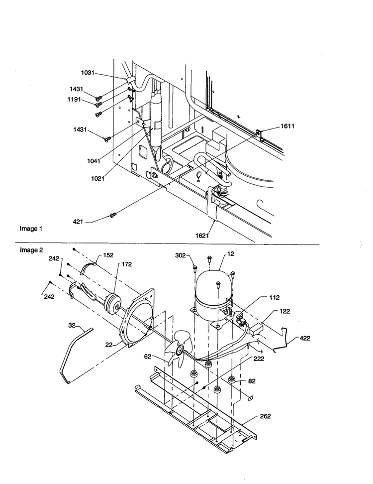 Machine Compartment Diagram and Parts List for BRF20VCPE-P1321306XE  Amana Refrigerator