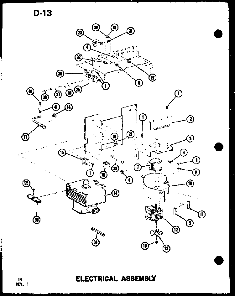 Electrical Assembly Diagram and Parts List for RC-14S P73824-4M Amana Microwave