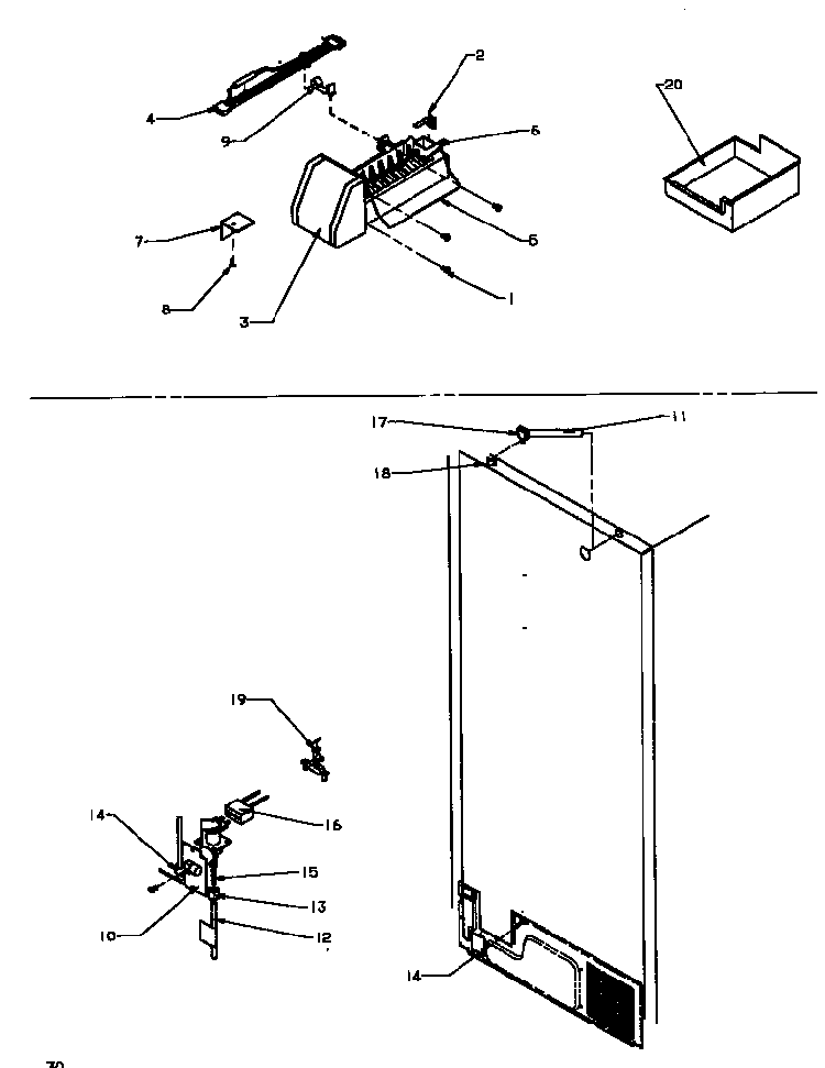 Factory Installed Ice Maker Diagram and Parts List for TC18A3L-P1181812WL  Amana Refrigerator