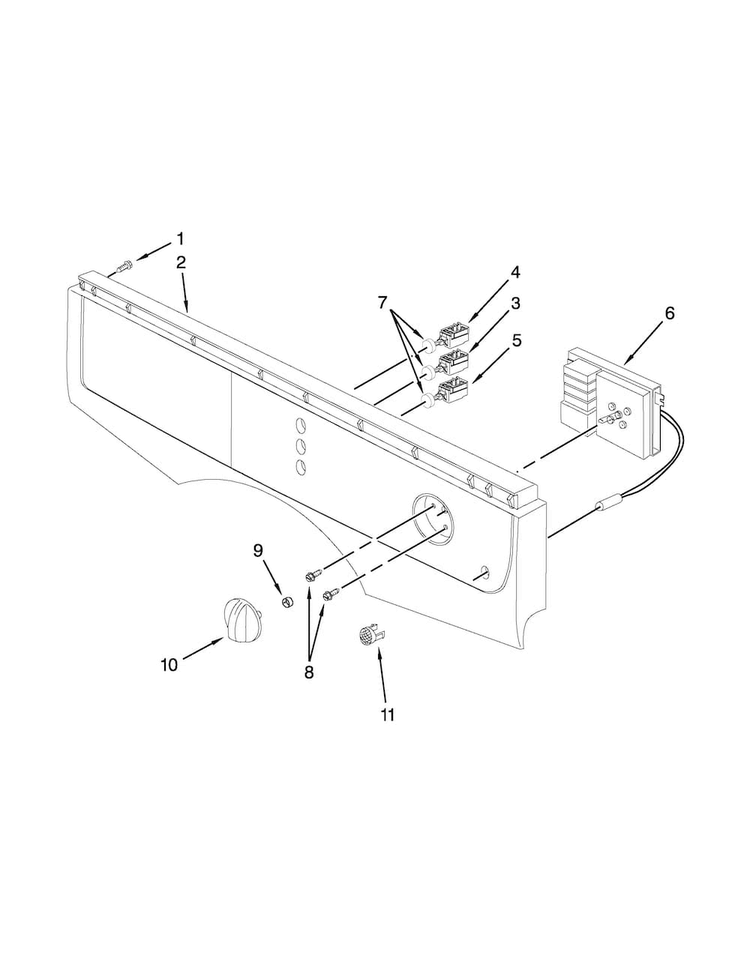 Control Panel Parts Diagram and Parts List for MED7500YW2  Maytag Dryer