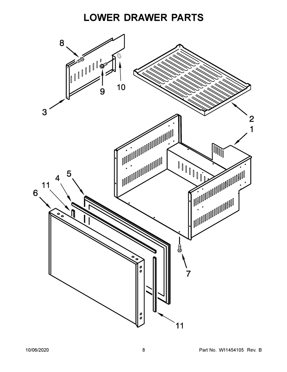 Lower Drawer Parts Diagram and Parts List for JUDFP242HX00  Maytag Wine and Beverage Cooler