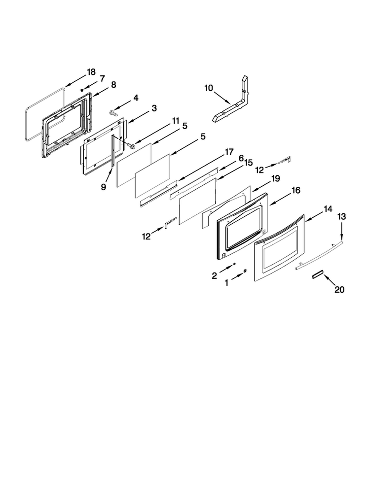 Door Parts Diagram and Parts List for JDS8850CDB01  Jenn-Air Range