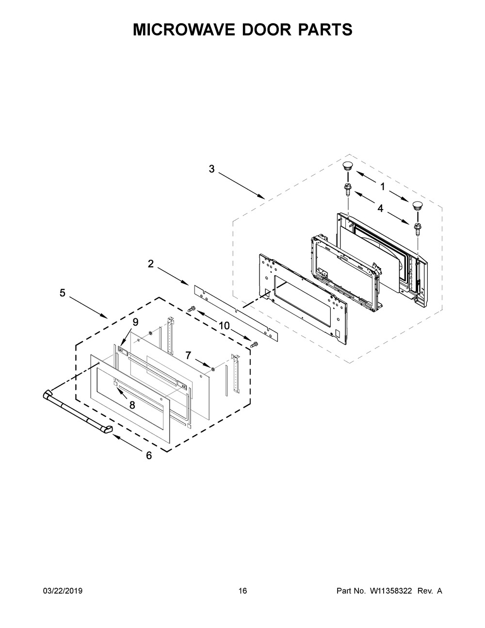 Microwave Door Parts Diagram and Parts List for JMW2430DP04  Maytag Microwave Oven Combo