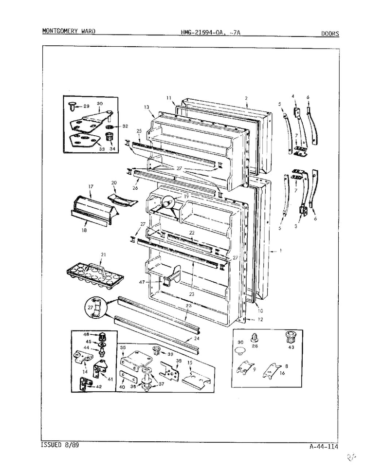 Doors Diagram and Parts List for 21594C  Admiral Refrigerator