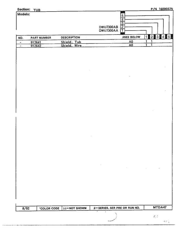 Tub Page 4 Diagram and Parts List for DWU7300A  Maytag Dishwasher