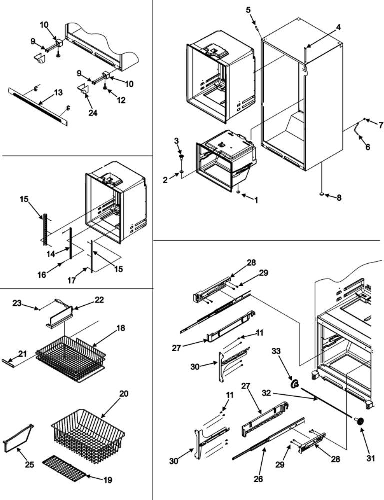Interior Cabinet And Freezer Shelves Diagram and Parts List for JBL2086HES0  Maytag Refrigerator
