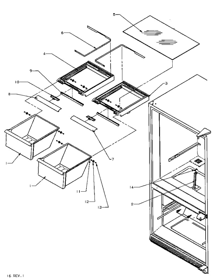 Crisper Compartment Diagram and Parts List for BQ20RBW-P1161502WW  Amana Refrigerator
