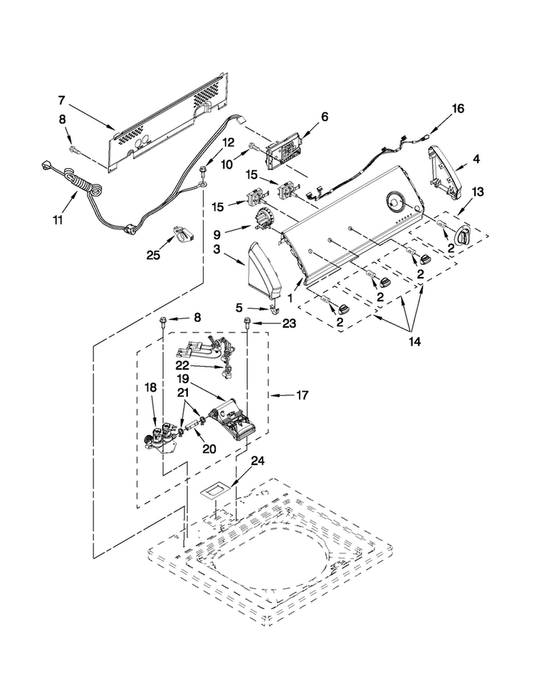 Controls And Water Inlet Parts Diagram and Parts List for CAW9444XQ0  Crosley Washer