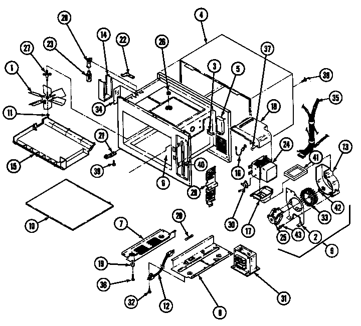 Base & Cavity Diagram and Parts List for DM5H-3  Maytag Microwave