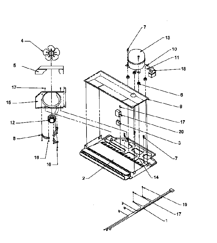 Compressor Compartment Diagram and Parts List for THI21S3L-P1194701WL  Amana Refrigerator