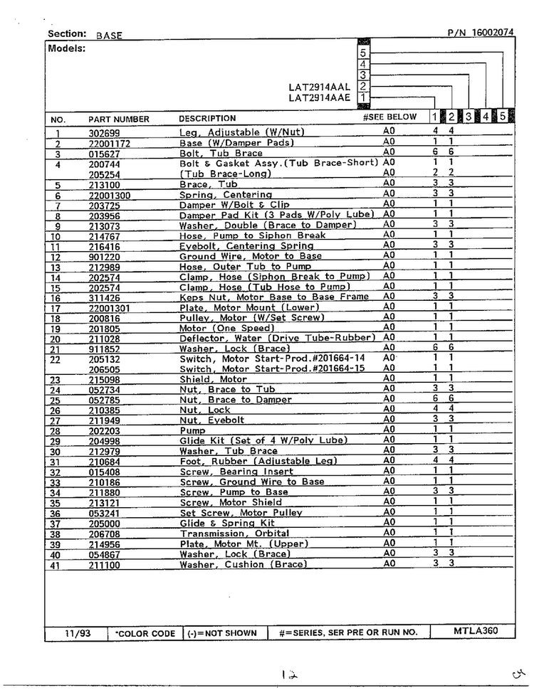 Base Page 2 Diagram and Parts List for 6329  Maytag Washer