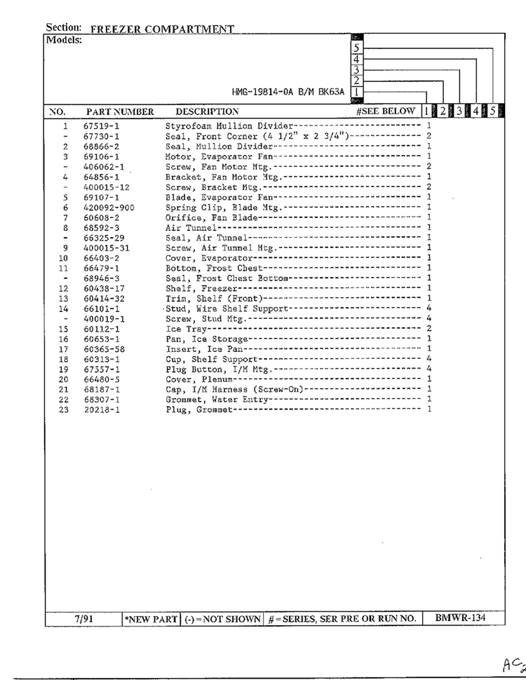 Freezer Compartment Page 2 Diagram and Parts List for 19814-0A  Admiral Refrigerator