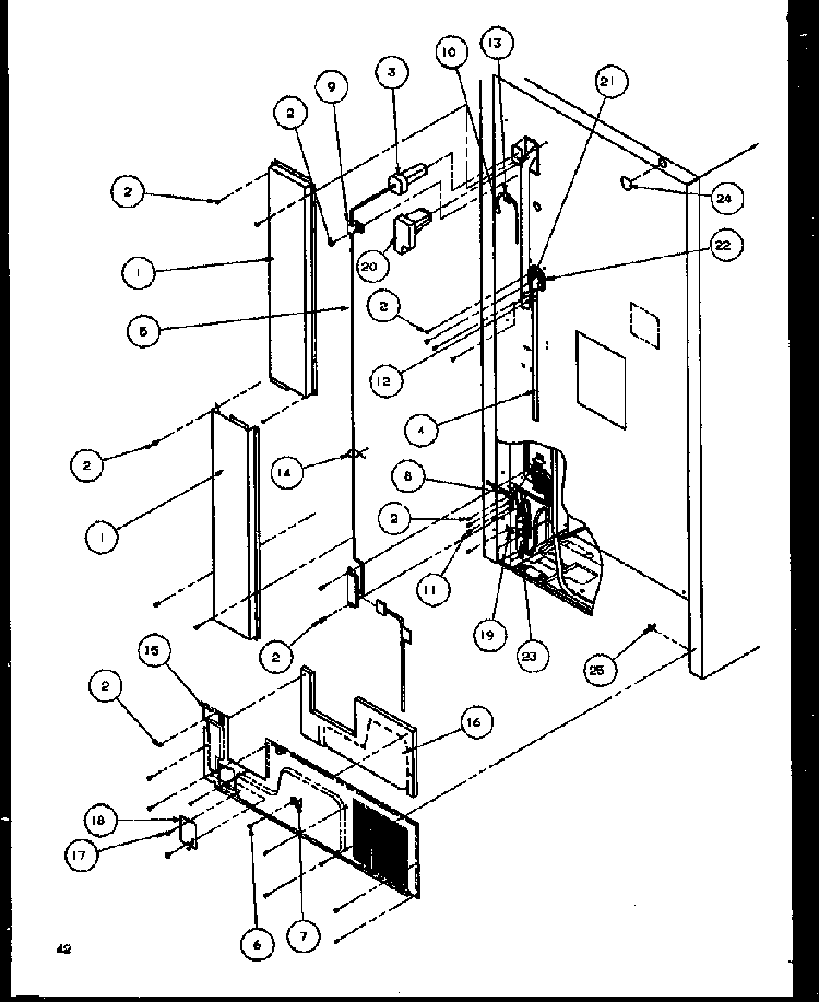 Cabinet Back Diagram and Parts List for TG18RBW-P1158303WW  Amana Refrigerator