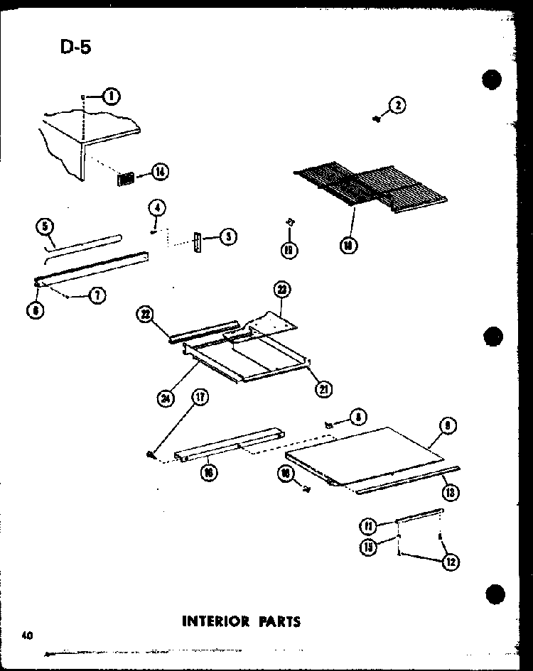 Interior Parts Diagram and Parts List for TC18D-L-P74660-5WL  Amana Refrigerator