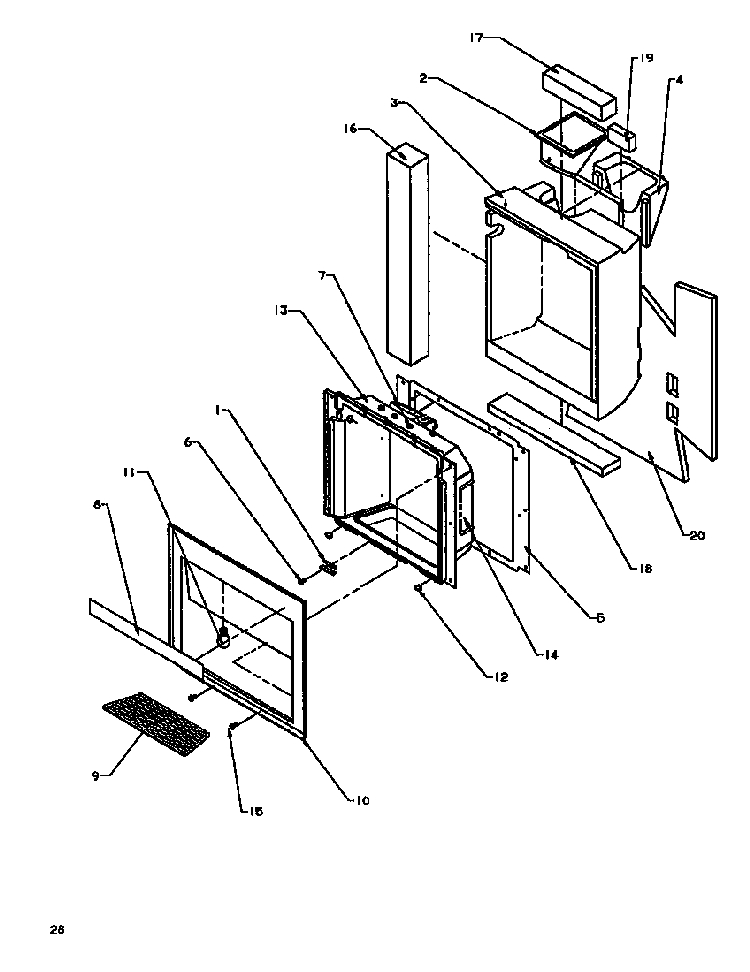 Ice And Water Cavity Diagram and Parts List for SXD19NL-P1168802WL  Amana Refrigerator