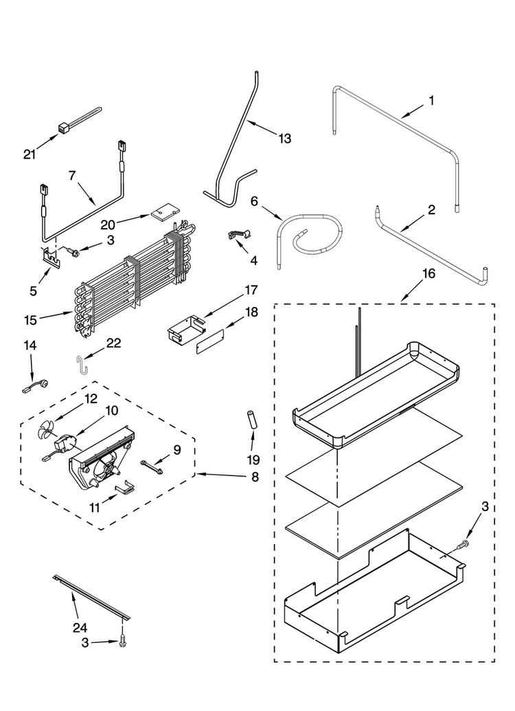 Lower Unit And Tube Parts Diagram and Parts List for JF42CXFXDB00  Jenn-Air Refrigerator