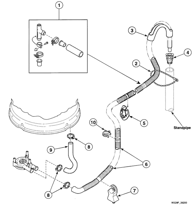 Drain Hose Diagram and Parts List for SWT210LA1124  Speed Queen Washer