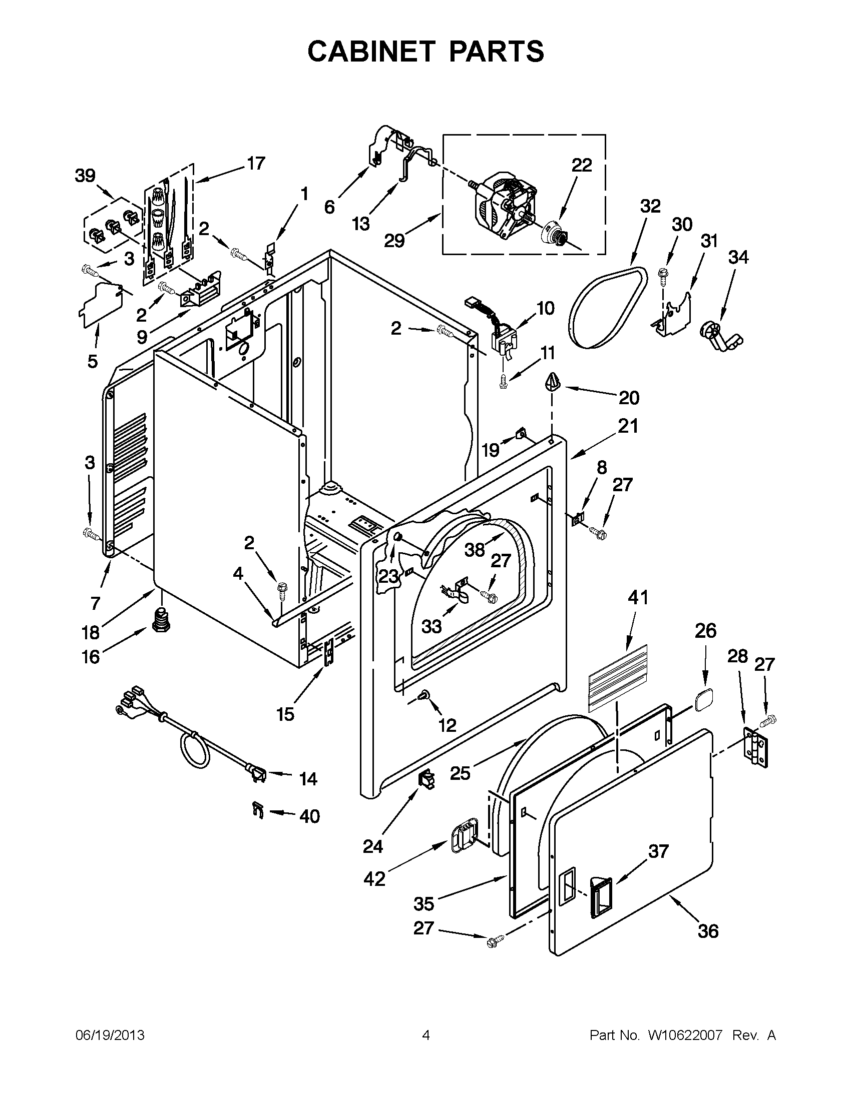 02 - CABINET PARTS Diagram and Parts List for YNED4700YQ1  Maytag Dryer