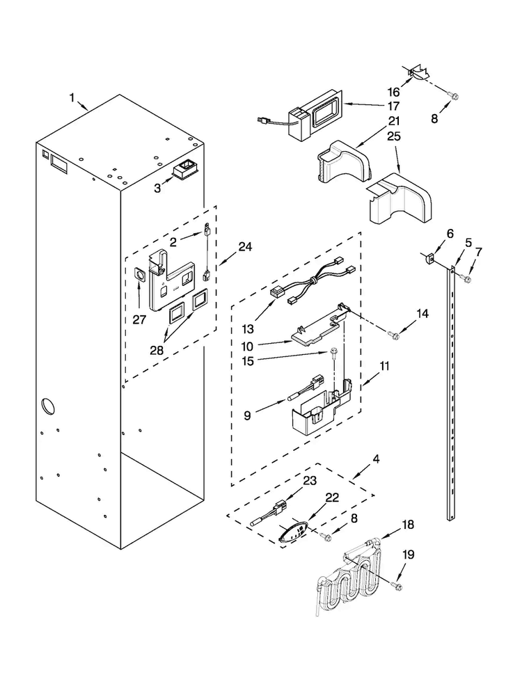 Refrigerator Liner Parts Diagram and Parts List for JS48PPDUDB02  Jenn-Air Refrigerator