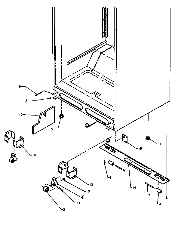 Cabinet Bottom Diagram and Parts List for TX22R2-P1157706W  Amana Refrigerator