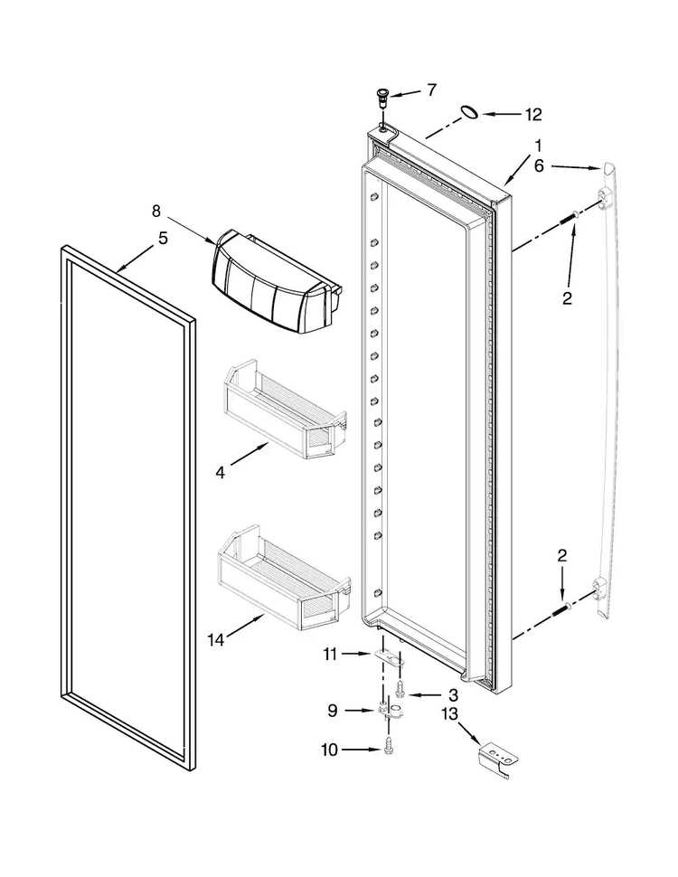 Refrigerator Door Parts Diagram and Parts List for JSC24C8EAM02  Jenn-Air Refrigerator