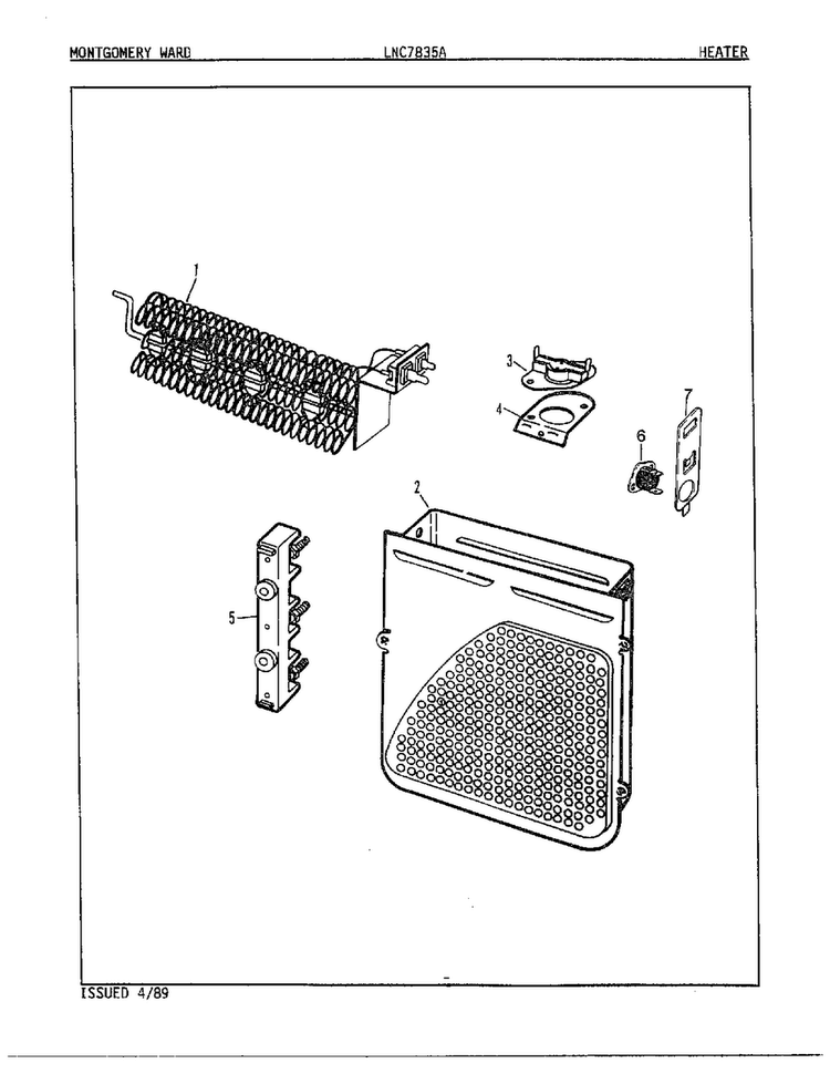 Heater Diagram and Parts List for 7834A REV E Norge Dryer