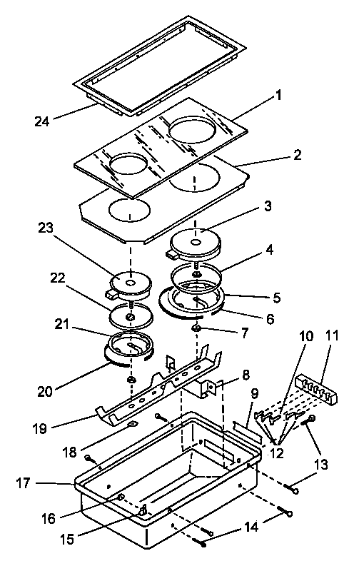 Solid Element Module-cc13e And Cc13w Diagram and Parts List for AKDH6E P1131744NE Amana Cooktop