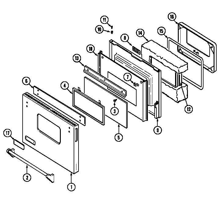 Door Diagram and Parts List for SVD8310SD  Jenn-Air Range
